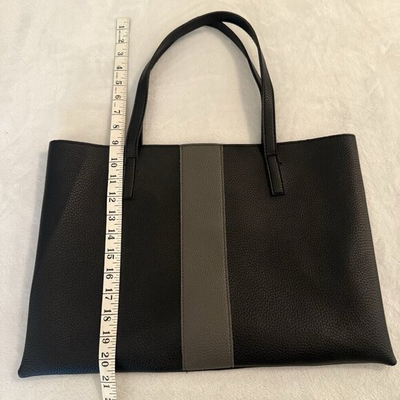Vince Camuto Colorblock Black & Gray Pebbled Leather Tote Laptop Bag Purse - Picture 7 of 7